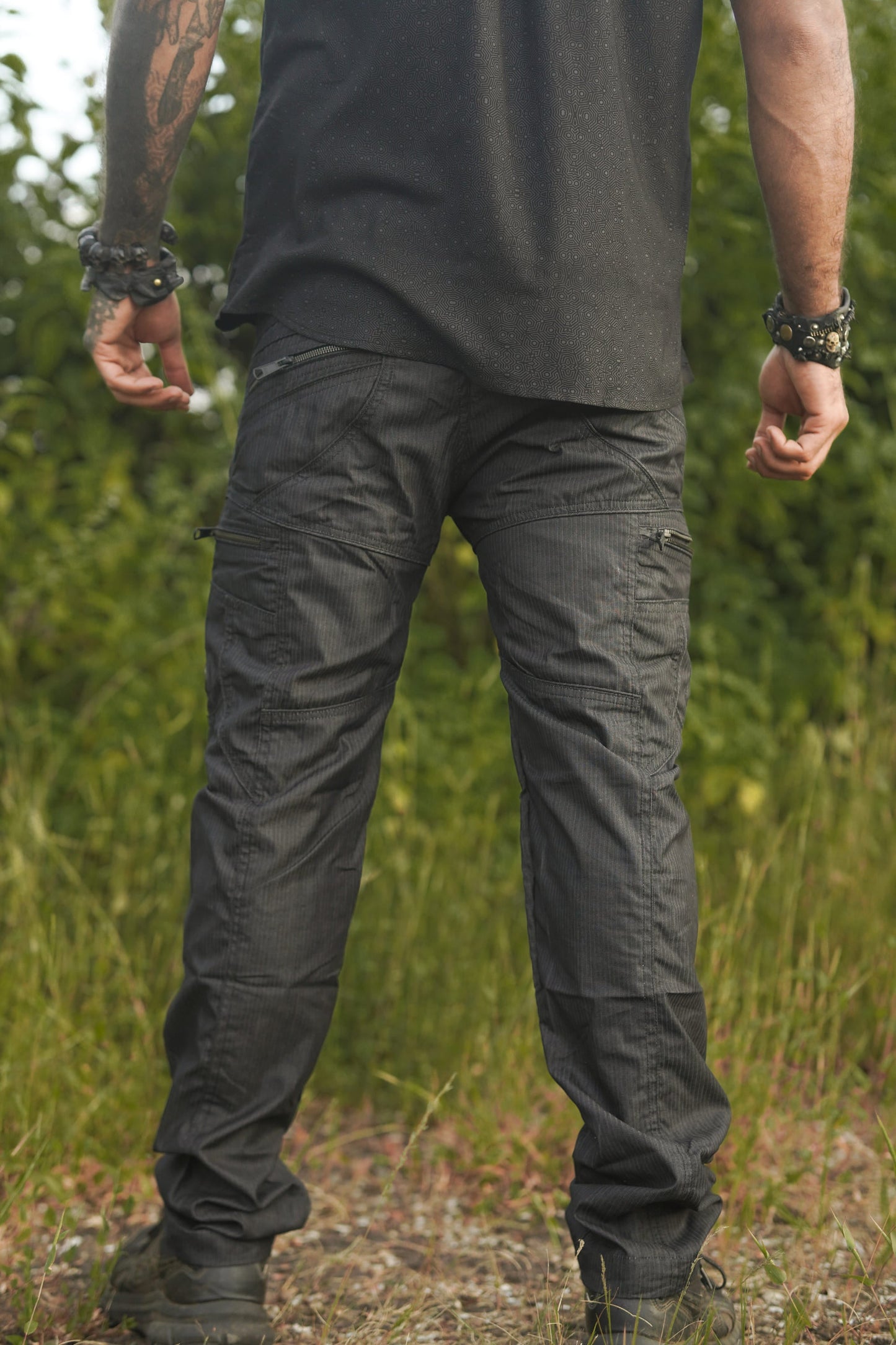 LA Pants - Dunkelgrau gestreifte Cargo-Hose für Herren