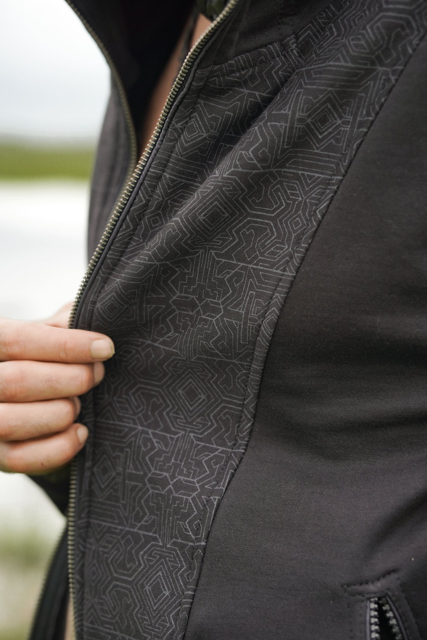 MAGMA CODEX Edition | Cotton Fleece Black Hoodies for Men Cyberpunk Pattern