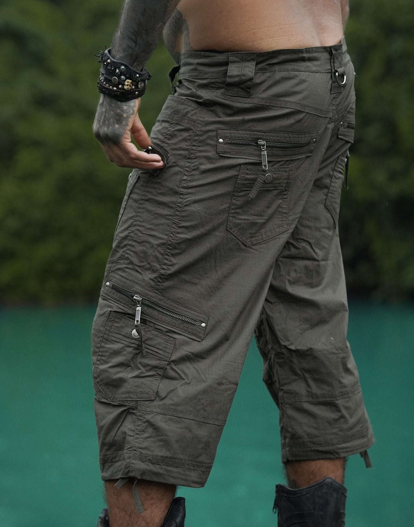 MANAGA SHORTS - Herren Cargo Shorts | Stretch-Ripstop Cargo Shorts Hunter Green