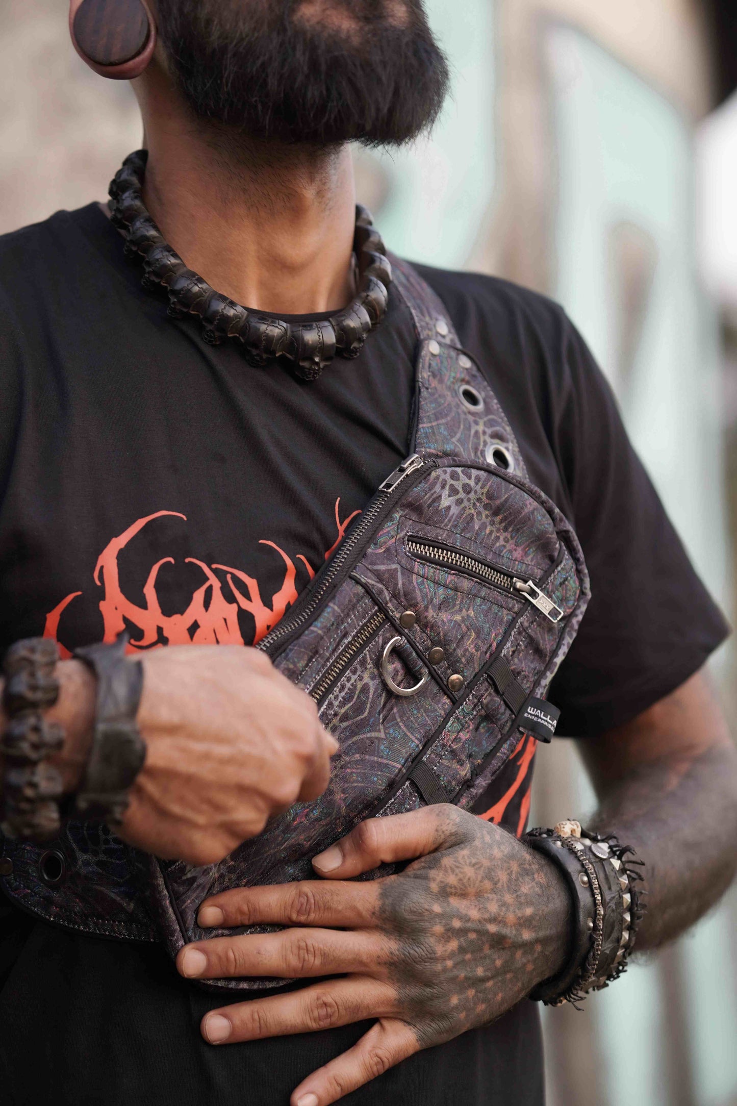 MIND FLARE | Unisex Crossbody-Taschen | Raver Festival Sling Aztec Tasche