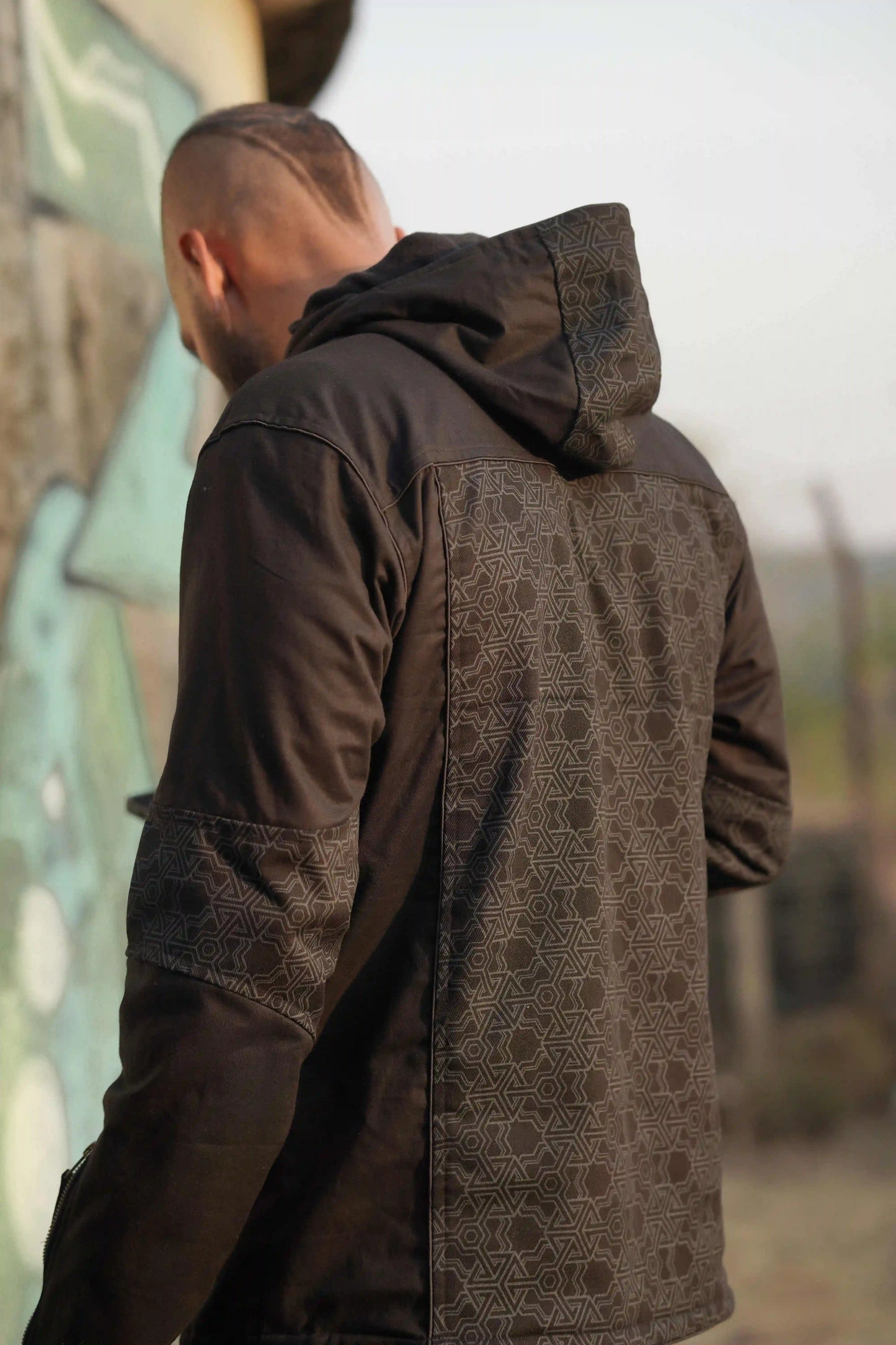 Pythagoras V2 Heavy Cotton Festivaljacke für Herren – Fleece-gefütterte Psychedelische Jacke