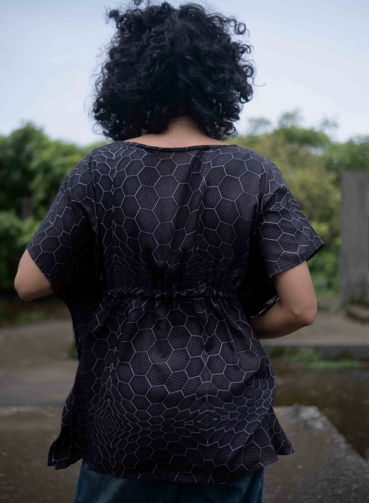 Psychedelic Festival Top – Atome & Moleküle Boho Viskose Tunika