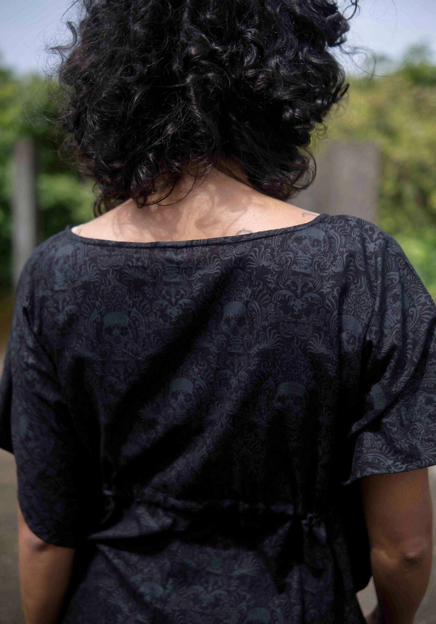 Cancun Totenkopf Festival-Oberteil für Damen – Gothic Boho Tunika mit verstellbarer Taille