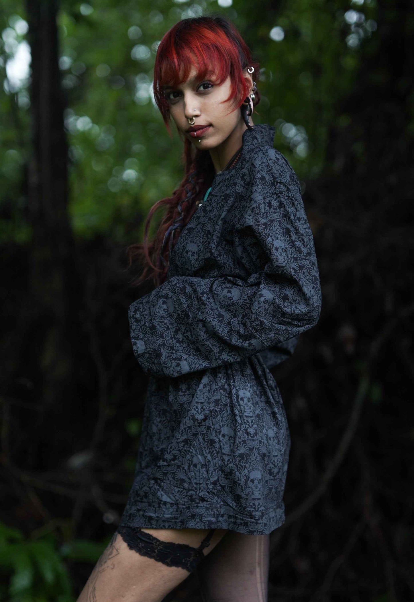 Festival Kimono für Damen | Cancun Totenkopf Boho Viskose Stoff Kimono Kleid