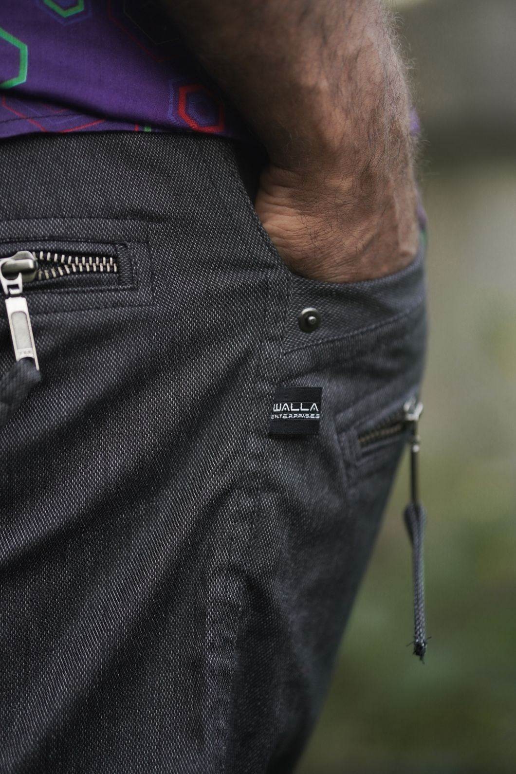 Urban Hippie Anthrazitgraue Stretchhose – Cargo-Hose für Festivals