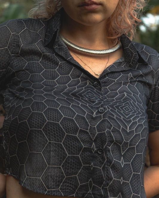 ATOME & MOLEKÜLE | Damen Crop Shirt aus Bambusstoff | Pixie Festival Bluse