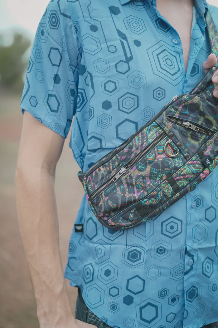 MIND FLARE | Unisex Crossbody-Taschen | Raver Festival Sling Aztec Tasche