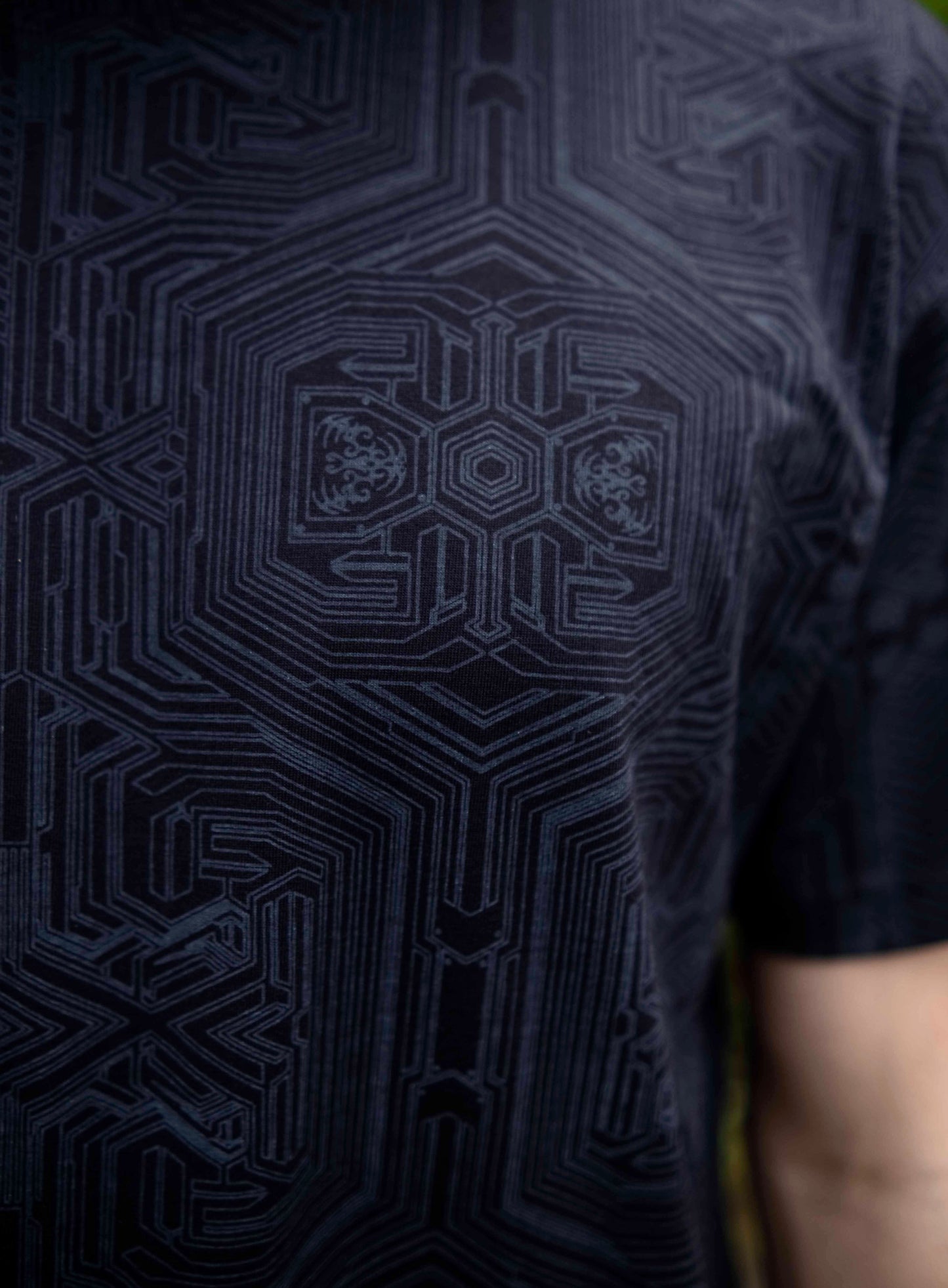 METANOIA | Psychedelic Black T-shirt All Over Screen-printed