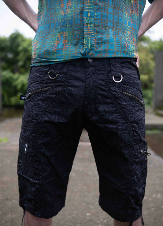 CODEX DRAGON – BLACK Herren Art Wear 3/4 Cargo Shorts