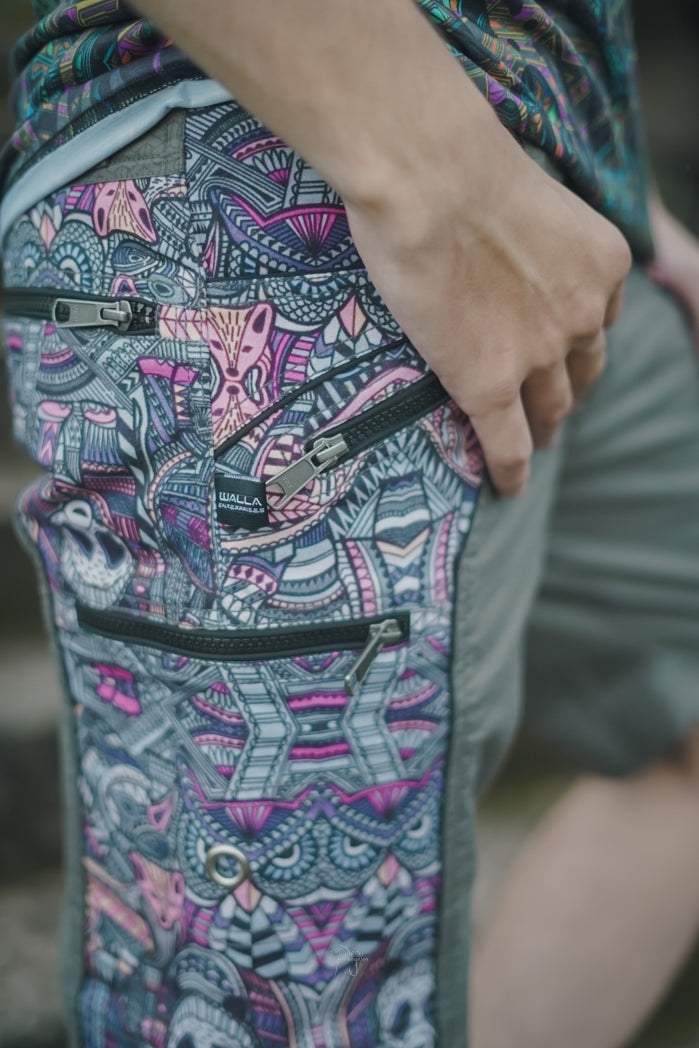 eternity dorset above knee shorts zipper pockets close up