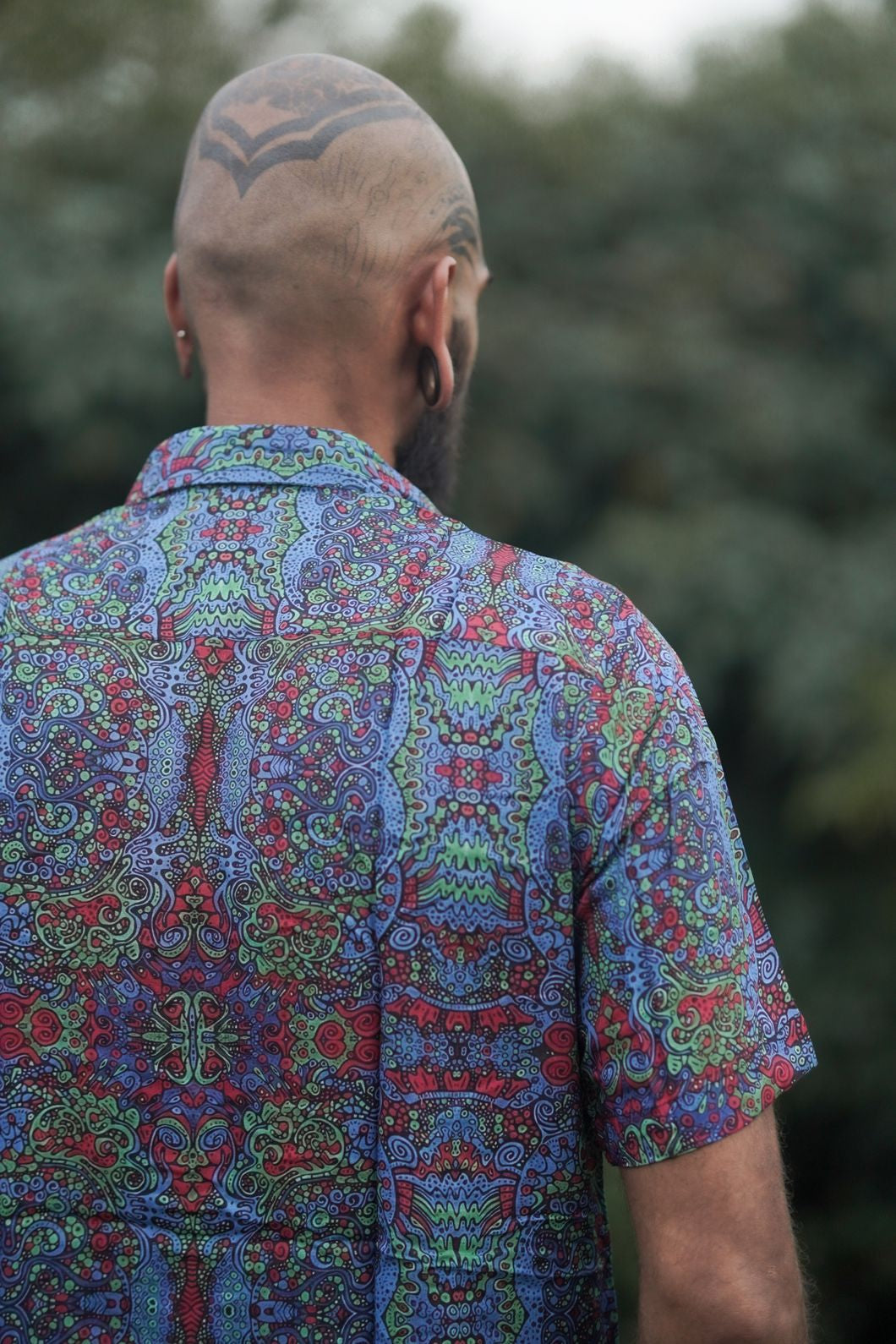 Forest Myth – Bambus-Leichtgewicht-Sommerkleidung Trippy Psychedelisches bedrucktes Hemd