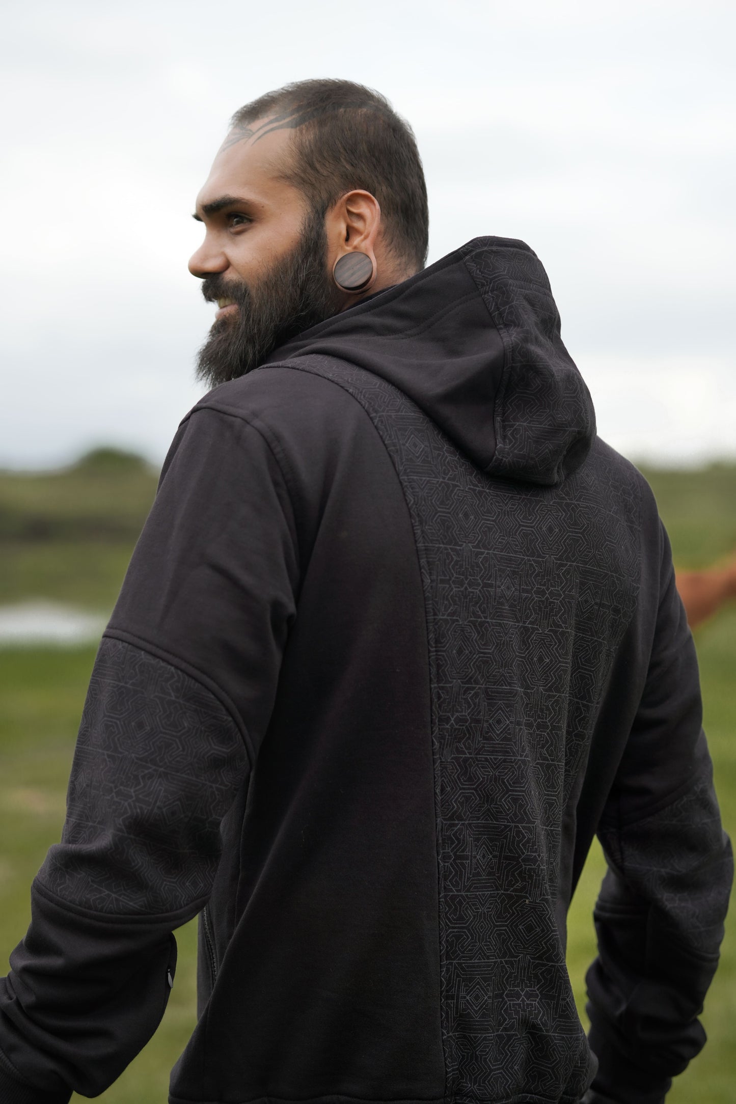 MAGMA CODEX Edition | Cotton Fleece Black Hoodies for Men Cyberpunk Pattern