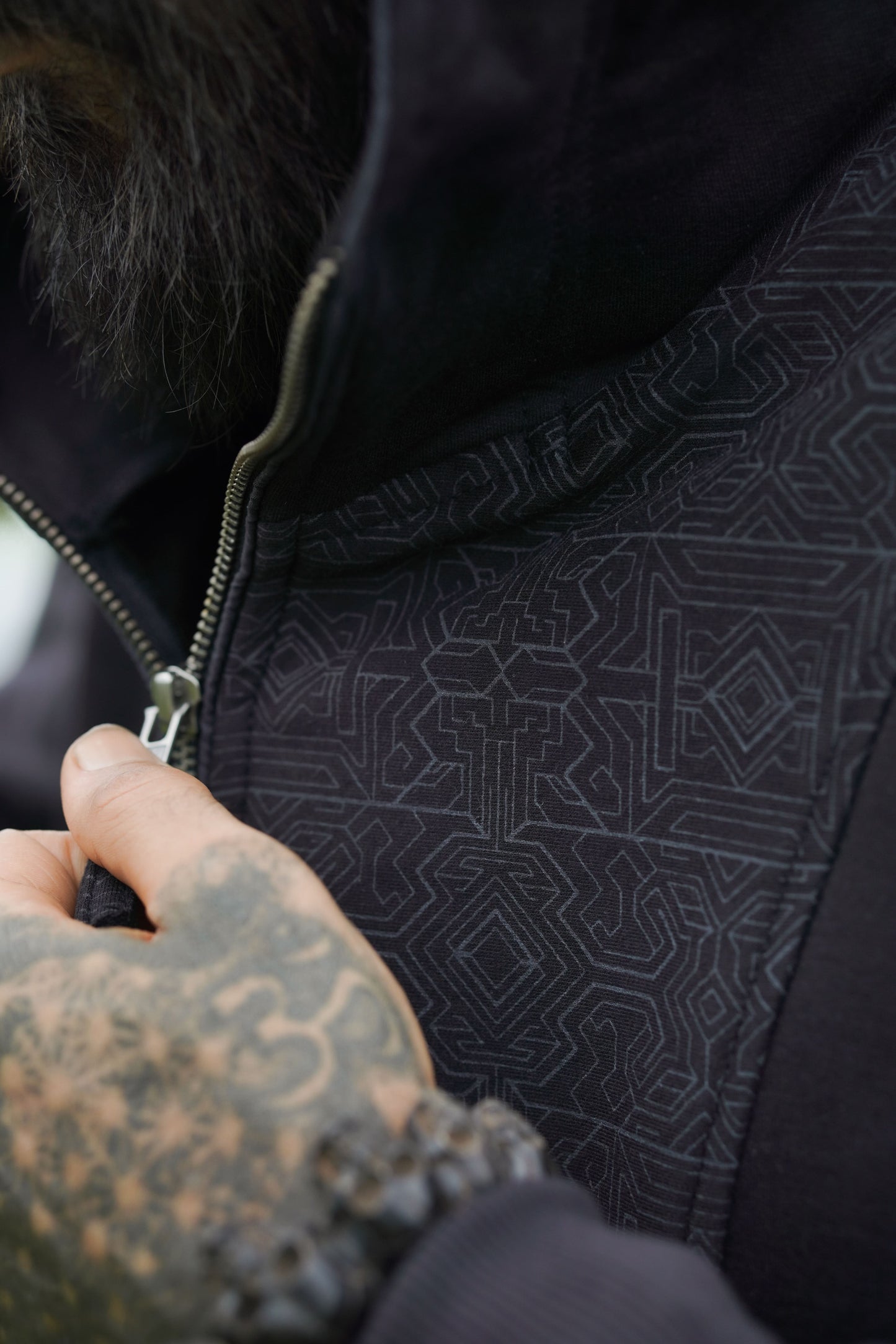 MAGMA CODEX Edition | Cotton Fleece Black Hoodies for Men Cyberpunk Pattern