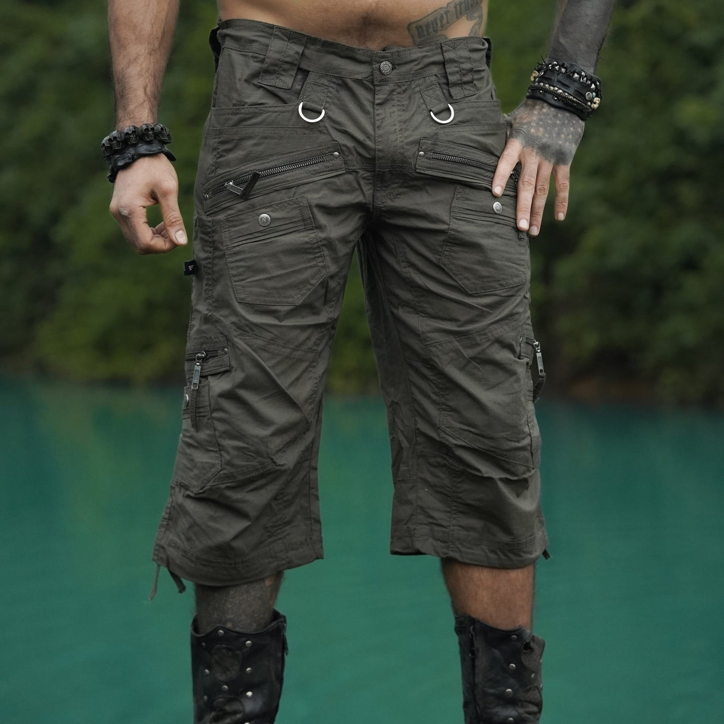 MANAGA SHORTS - Herren Cargo Shorts | Stretch-Ripstop Cargo Shorts Hunter Green