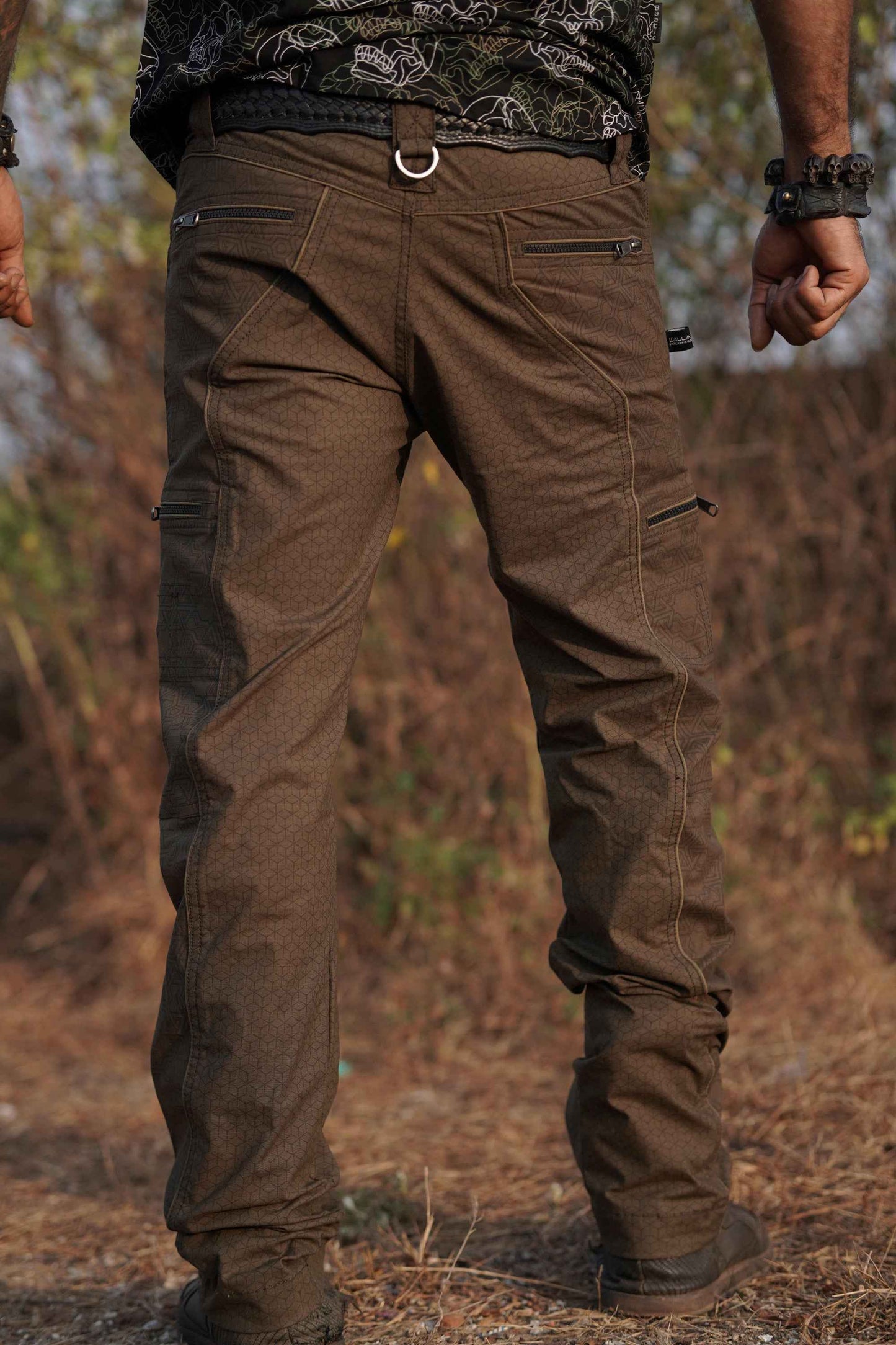 Pythagoras Abstract - Black NY Men's Multi Pocketed Cargo Pants