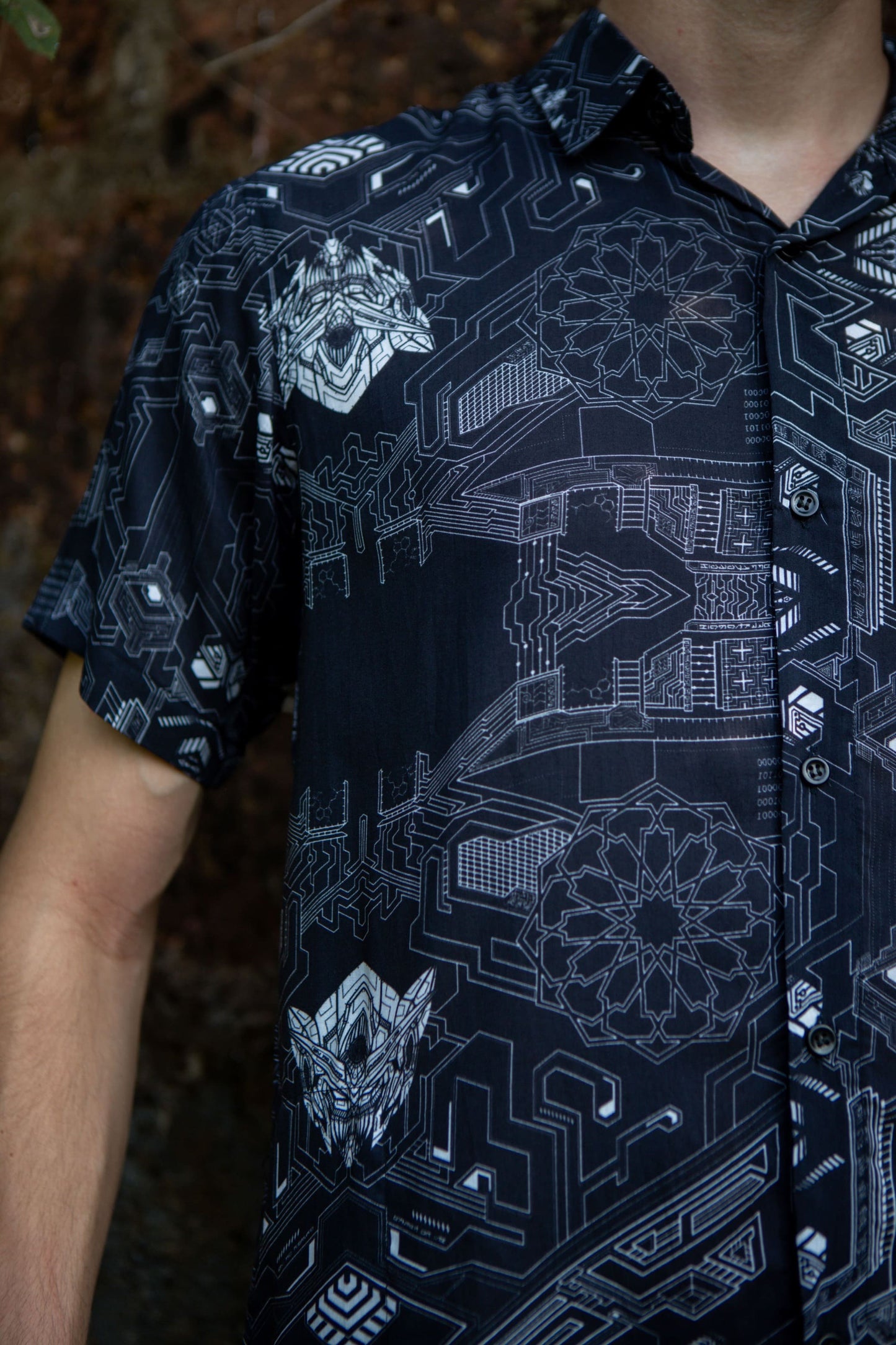 breathable bamboo shirt for men short sleeve cyberpunk design