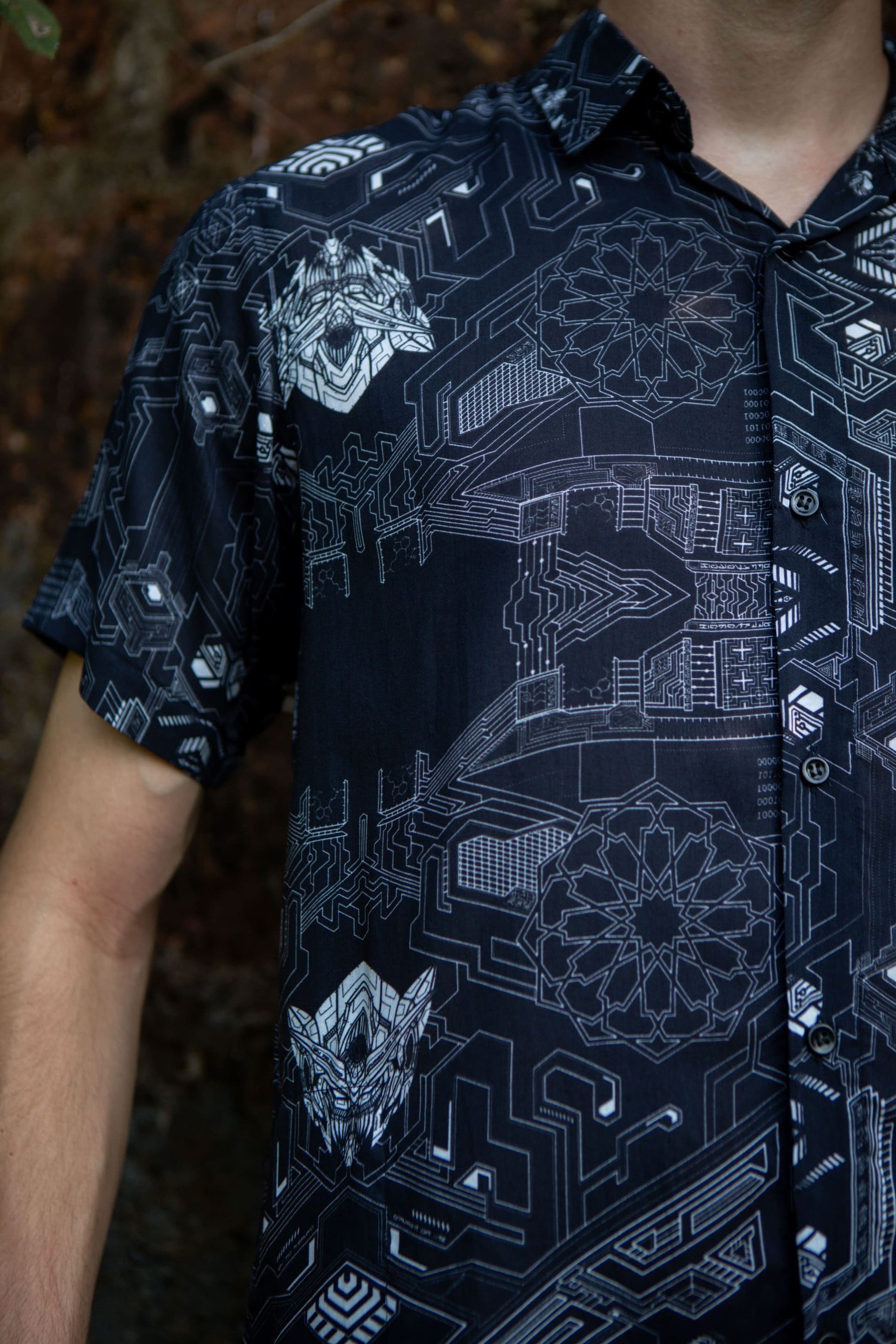 breathable bamboo shirt for men short sleeve cyberpunk design