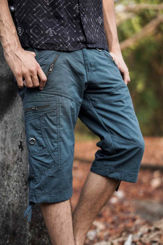 LA Tetrahedron Cargo Short – Petrol Blau Herren Art Wear Shorts