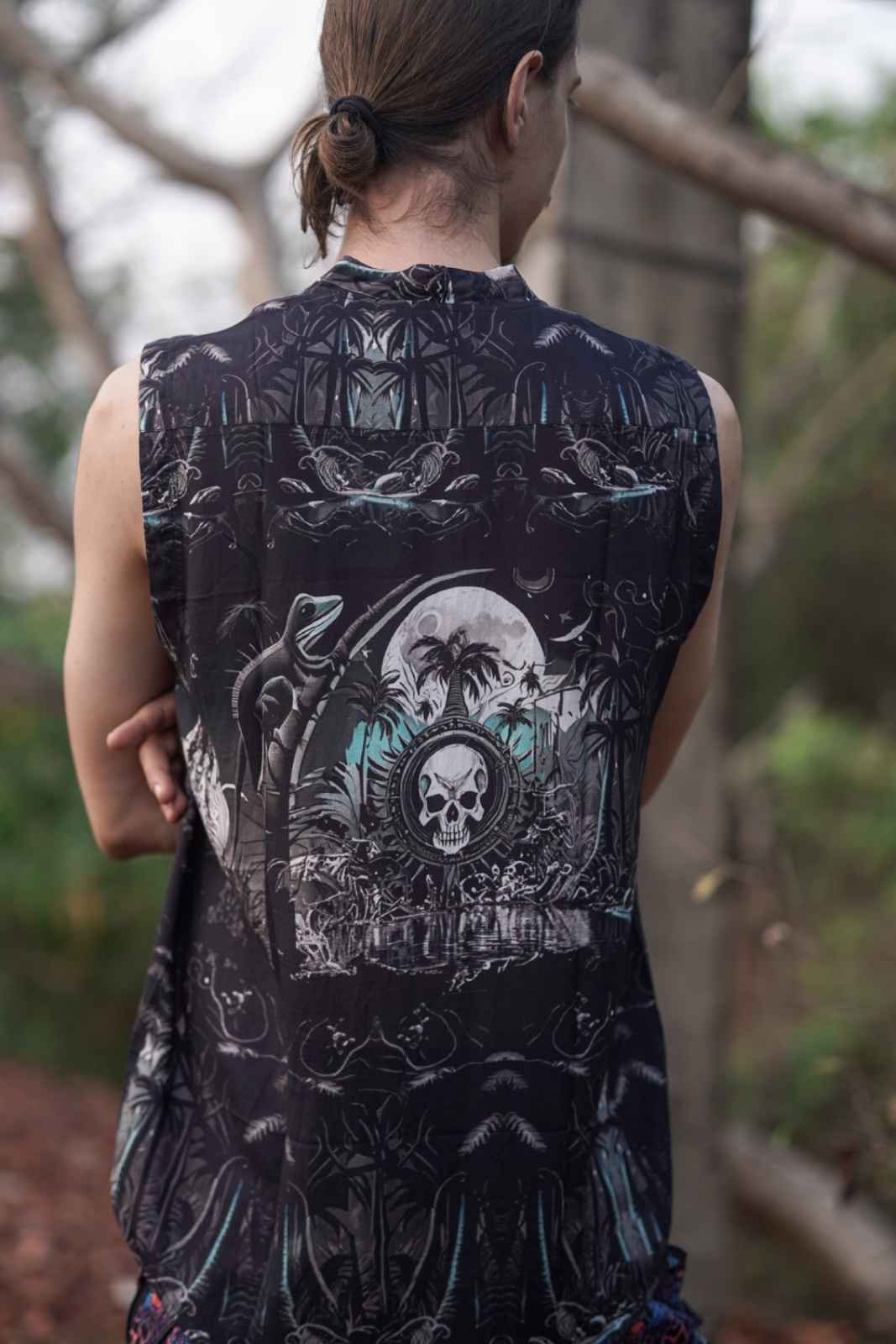 METACORE Gothic ärmelloses Kunst-Hemd aus Bambus mit Knöpfen