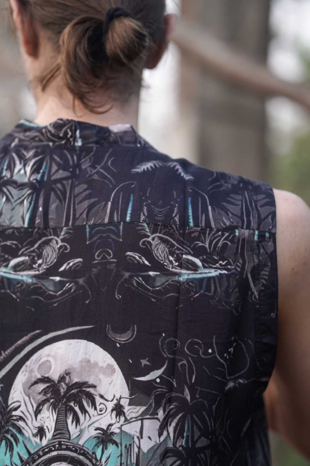 METACORE Gothic ärmelloses Kunst-Hemd aus Bambus mit Knöpfen