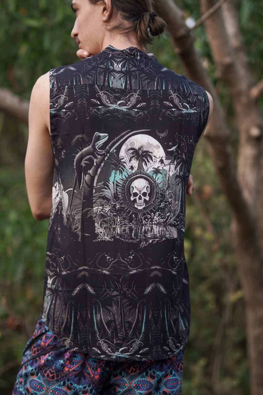 METACORE Gothic ärmelloses Kunst-Hemd aus Bambus mit Knöpfen
