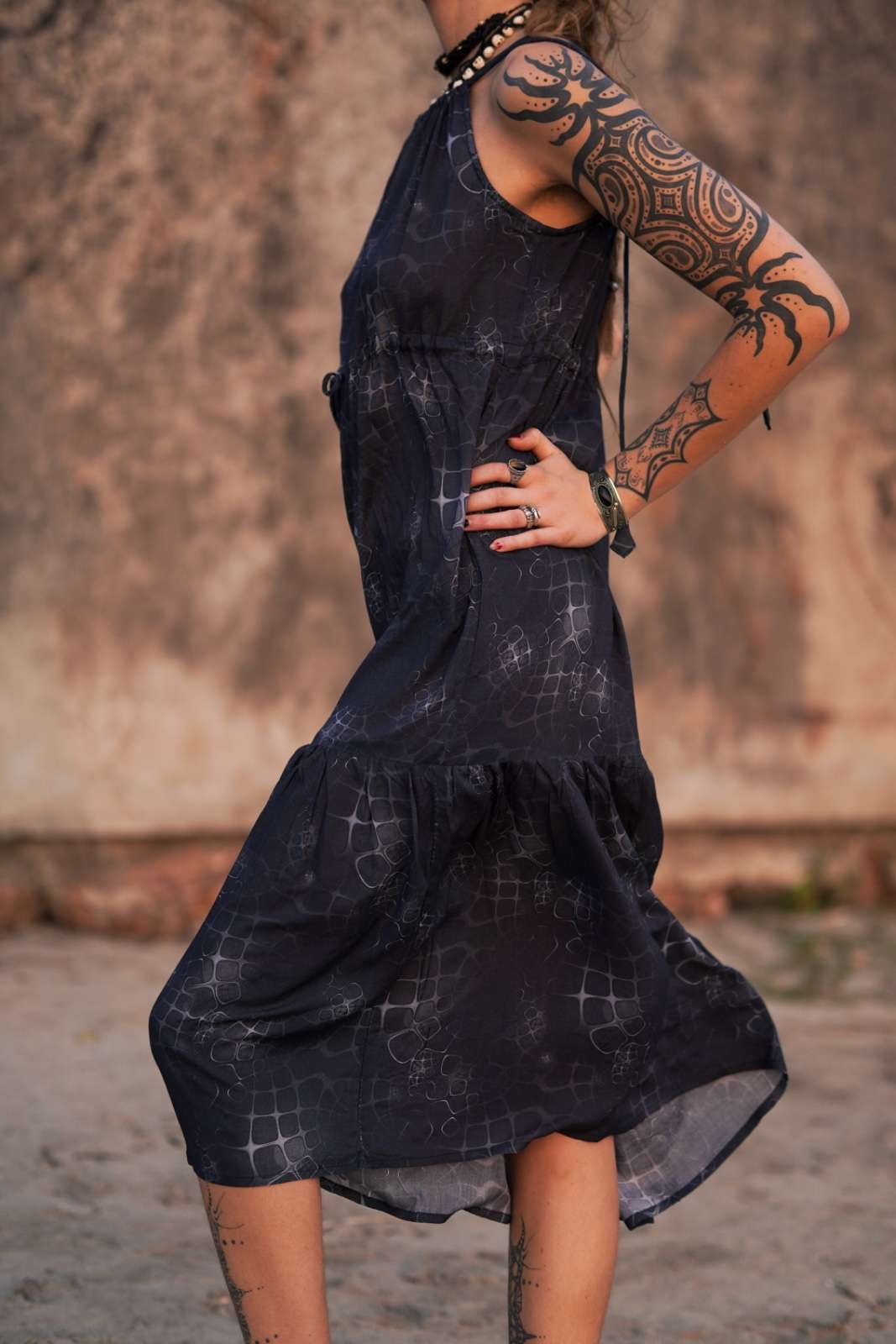 Levitance - Empire-Kleid Boho Bambus Damen Langes Kleid
