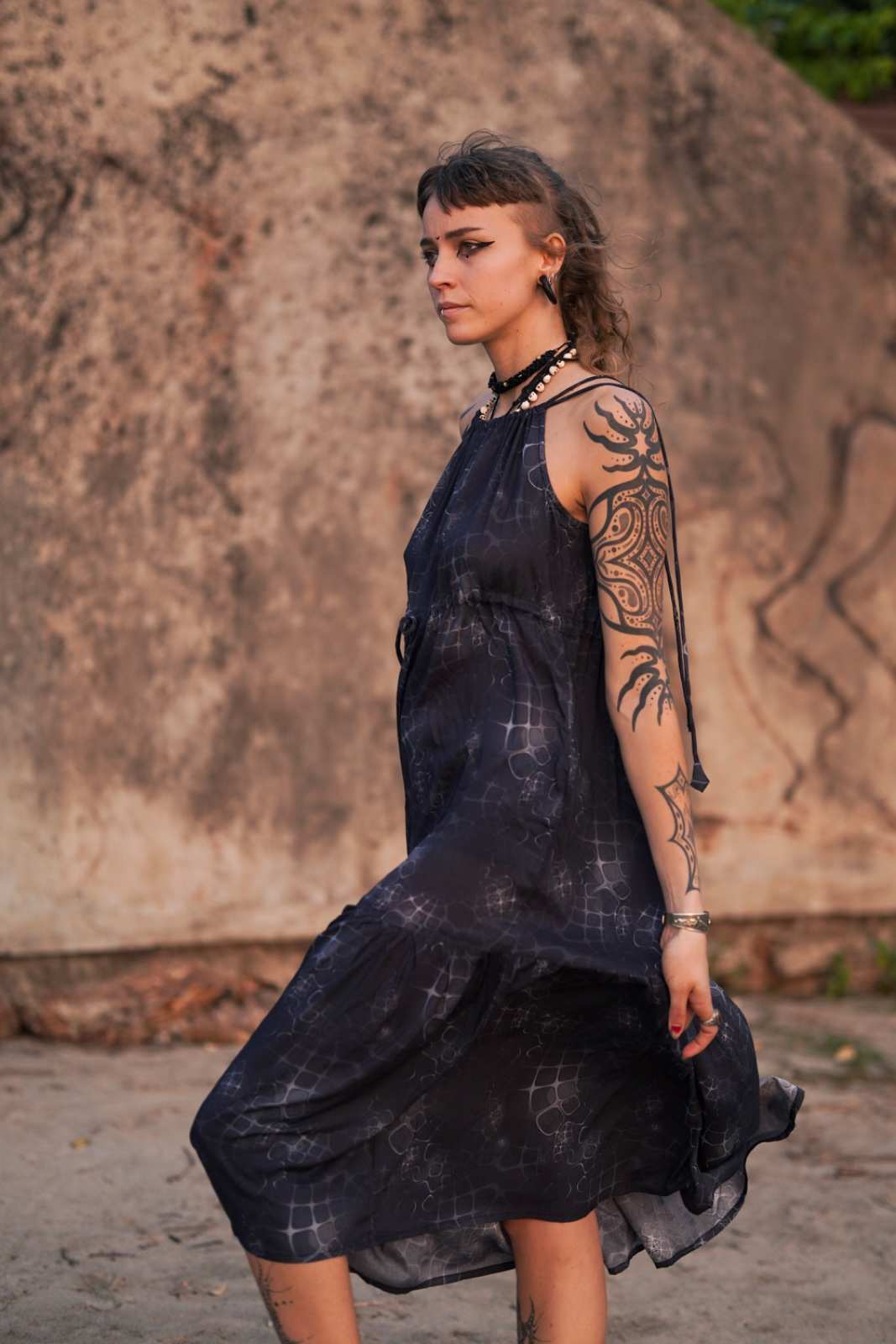 Levitance - Empire-Kleid Boho Bambus Damen Langes Kleid