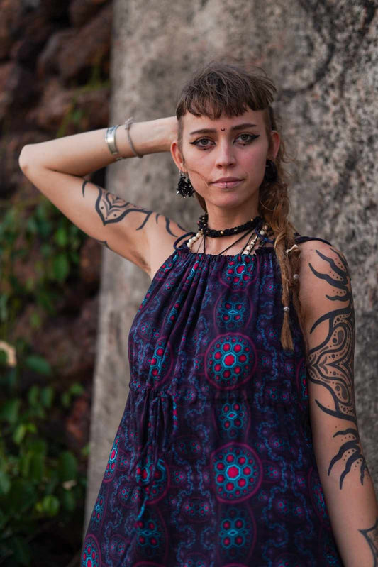 Molecule Haze - Empire-Kleid im Boho-Stil aus Bambus für Damen - Langes Kleid