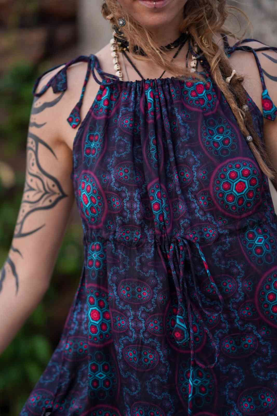 Molecule Haze - Empire-Kleid im Boho-Stil aus Bambus für Damen - Langes Kleid