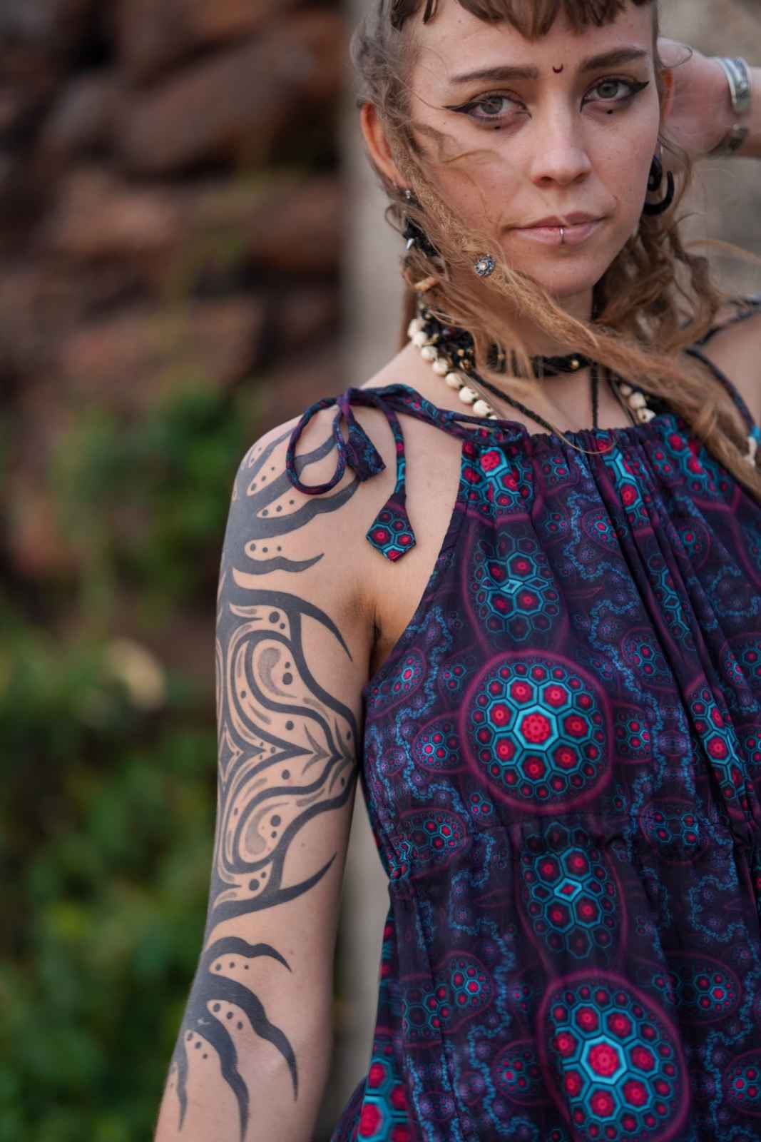 Molecule Haze - Empire-Kleid im Boho-Stil aus Bambus für Damen - Langes Kleid