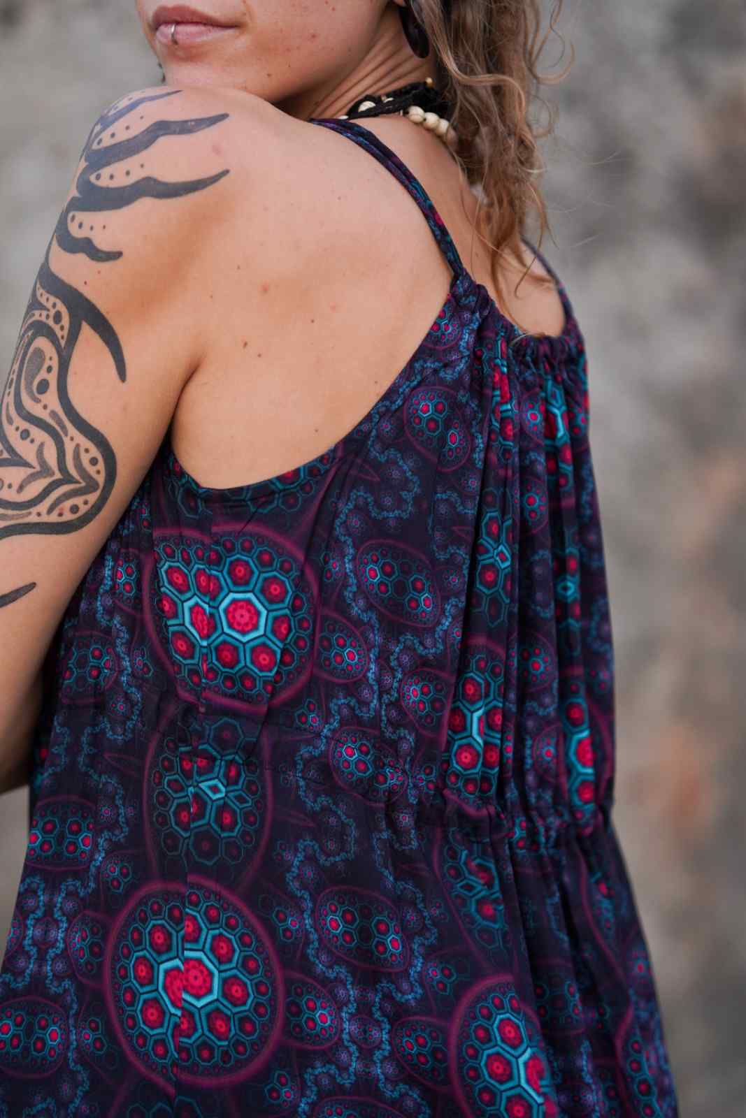 Molecule Haze - Empire-Kleid im Boho-Stil aus Bambus für Damen - Langes Kleid