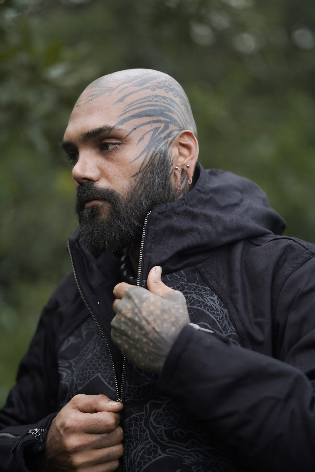 VANTA DRAGON – Festival-Jacke aus schwerer Baumwolle für Herren | Psychedelische Kapuzenjacke