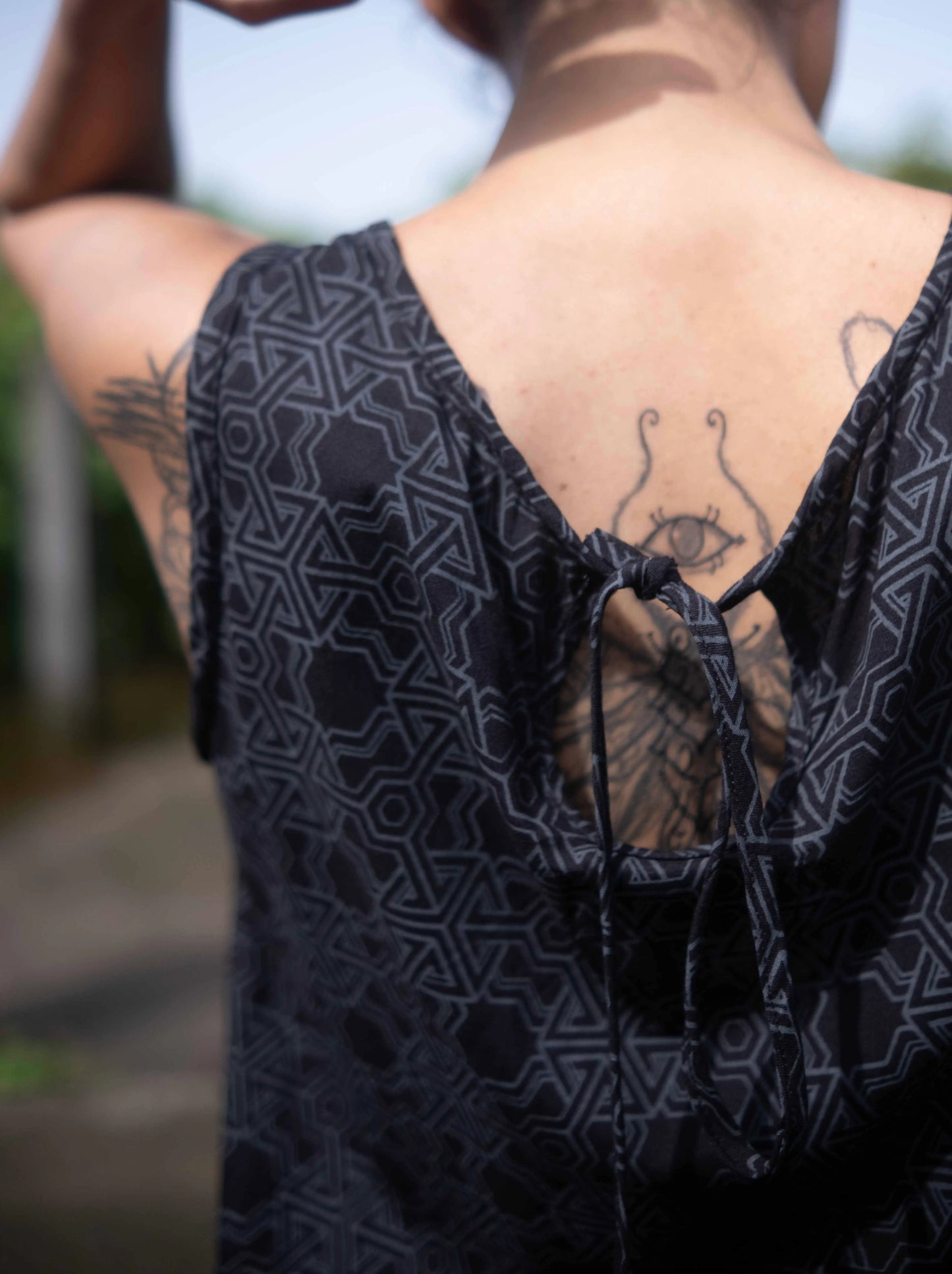 Pythagoras Boho-Festival-Kleid – Ärmelloses psychedelisches geometrisches Kleid für Damen