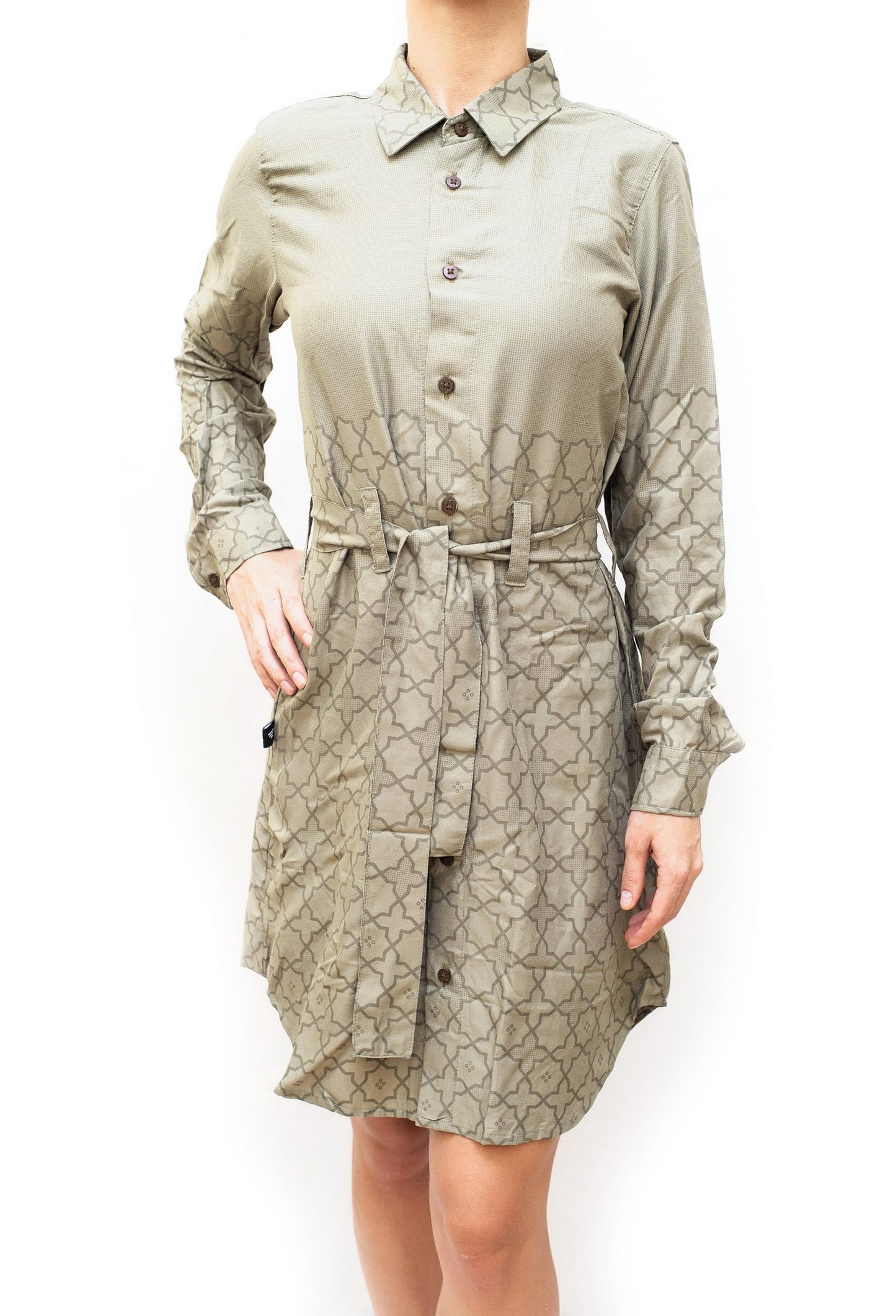 SWASTIK | Damen Hemdblusenkleid aus Viskose mit Gürtel | Bedrucktes Hemdblusenkleid zum Knöpfen
