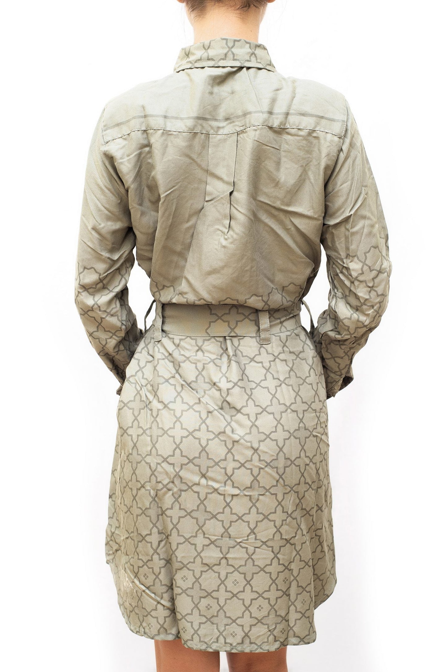 SWASTIK | Damen Hemdblusenkleid aus Viskose mit Gürtel | Bedrucktes Hemdblusenkleid zum Knöpfen